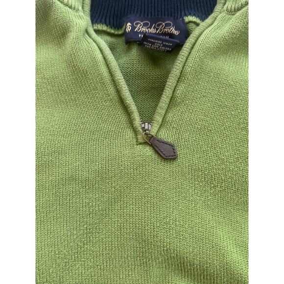 Vtg Brooks Brothers Sweater Mens Small Green 3/4 Zip Pima Cotton Preppy Academia - Picture 7 of 9